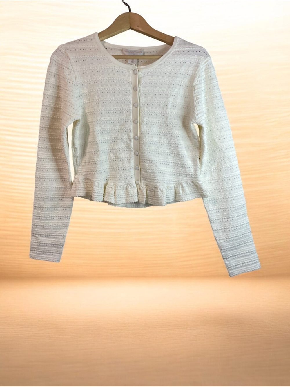 Caroline Constas Ivory Textured Knit Cardigan